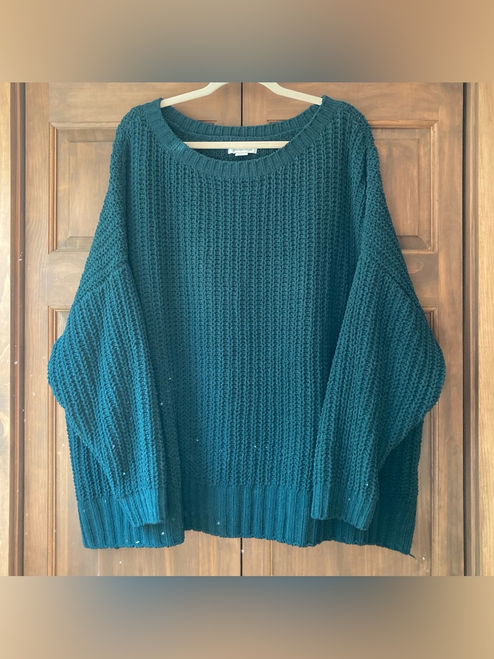American Eagle Velvety Dark Green Oversized Sweater XL